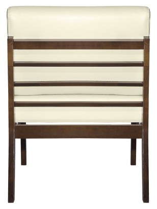 Кресло Массив мягкое экокожа (85х60х75) в классическом стиле, крем, орех