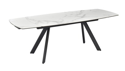 Стол DikLine KL160 керамика белый мрамор С39 глянец/опоры черные) (2 уп)