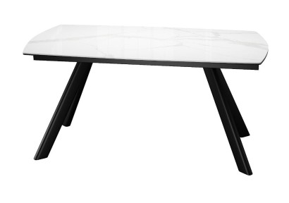 Стол DikLine KL160 керамика белый мрамор С39 глянец/опоры черные) (2 уп)