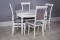 Комплект мебели для кухни стол Париж белый с серой патиной и четыре стула Эдем белый. Сиденье велюр серый.