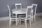 Комплект мебели для кухни стол Париж белый с серой патиной и четыре стула Эдем белый. Сиденье велюр серый.