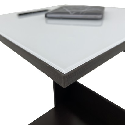 Стол журнальный BeautyStyle 3 (61,5х45х45) в стиле техно, венге, стекло белое