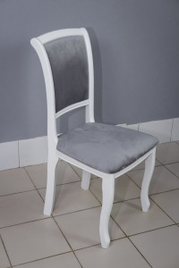 Стул кухонный Кабриоль белый. Сиденье велюр серебро.