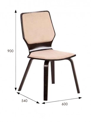 Стул Бертран (90х60х54) в скандинавском стиле, ткань слоновая кость, венге структура