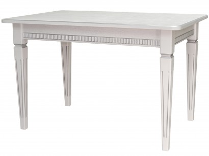 Стол обеденный Васко В (76,5х120х80) в классическом стиле, белый, серебро
