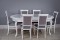 Комплект мебели для кухни стол Роза белый мрамор и четыре стула Эдем белые, сиденье велюр серый