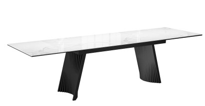 Стол DikLine KD180 керамика мрамор белый C39 глянец/опоры черные (2 уп)