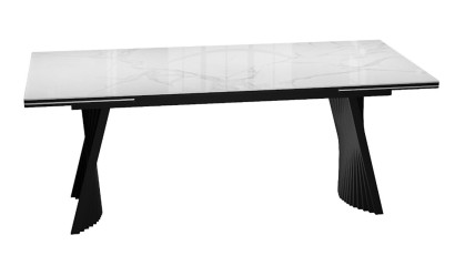 Стол DikLine KD180 керамика мрамор белый C39 глянец/опоры черные (2 уп)