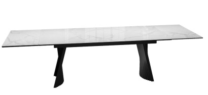 Стол DikLine KD180 керамика мрамор белый C39 глянец/опоры черные (2 уп)