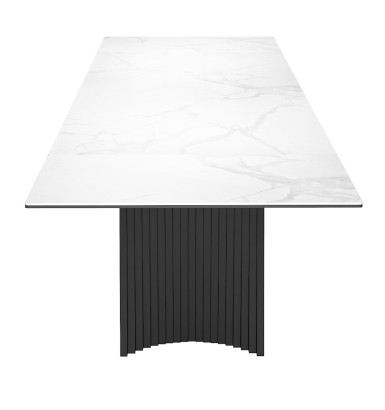 Стол DikLine KD180 керамика мрамор белый C39 глянец/опоры черные (2 уп)