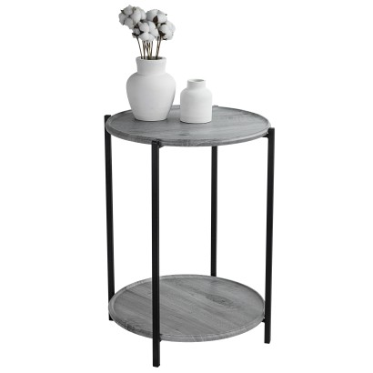 Стол журнальный BeautyStyle 21 (60,5х47х47) в стиле лофт, гикори grey, черный