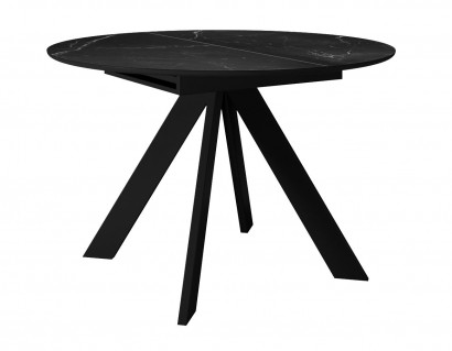 Обеденный стол SKC100 d1000 Керамика Черный мрамор, подстолье черное, опоры черные - DikLine