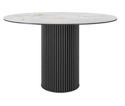 Стол DikLine AKR120 Керамика глянец Ostra Bianco/подстолье черное/опоры черные (2 уп.)