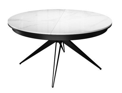 Стол DikLine KW120 керамика белый мрамор C11 глянец/опоры черные (2 уп)