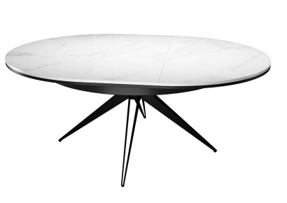 Стол DikLine KW120 керамика белый мрамор C11 глянец/опоры черные (2 уп)