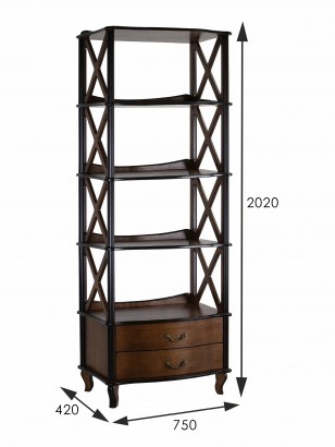 Этажерка Джульетта-4 широкая Л (202х75х42) в классическом стиле,