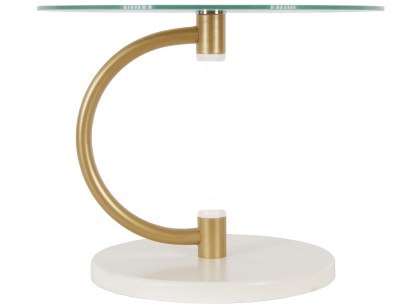 Стол журнальный Дуэт 13Н (47х60х60) в стиле техно, золото, слоновая кость, прозрачное