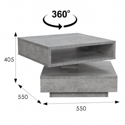 Стол журнальный Andy, (40,5х55х55) в стиле лофт, бетон