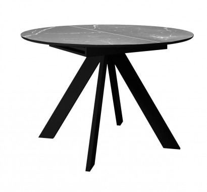 Обеденный стол SKC100 d1000 Керамика Серый мрамор, подстолье черное, опоры черные - DikLine