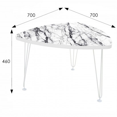 Стол журнальный Оникс 1 (46х70х70) в стиле лофт, белый, luminar 162