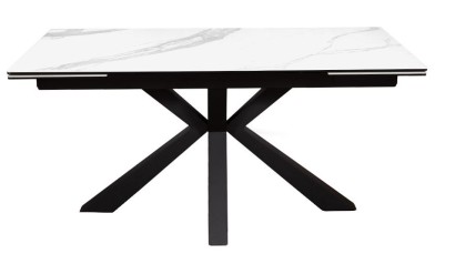 Стол DikLine SFE160 Керамика Белый мрамор/подстолье черное/опоры черные (2 уп.)