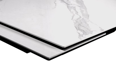 Стол DikLine SFE160 Керамика Белый мрамор/подстолье черное/опоры черные (2 уп.)