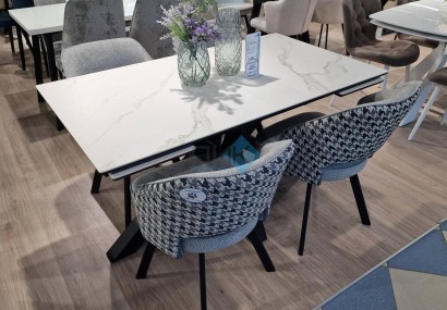 Стол DikLine SFE160 Керамика Белый мрамор/подстолье черное/опоры черные (2 уп.)