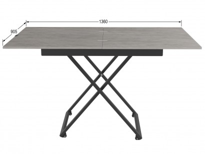 Стол универсальный трансформируемый ГЕНРИ (40х90,5х68) в стиле лофт, бетон чикаго, чёрный