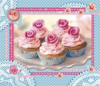 Набор вафельных полотенец, рисунок ПИРОЖНОЕ 50x60 - 3шт в уп. голубой арт. PIROZHNOE