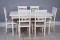 Комплект мебели для кухни стол Милан белый с золотом и шесть стульев Инфинити белый с золотом, сиденье велюр бежевый