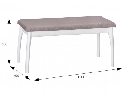 Скамья для прихожей мягкая (50х100х40) в классическом стиле, серо-розовый,снег