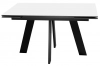 Стол DikLine SKM140 Керамика Mono white (белый матовый)/подстолье черное/опоры черные (2 уп.)