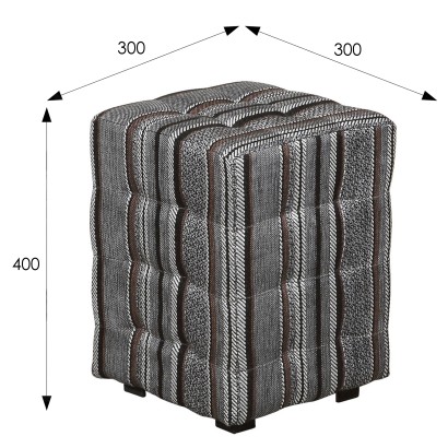 Банкетка BeautyStyle 6, модель 300 ткань (40х30х30) в скандинавском стиле, полоса коричневый