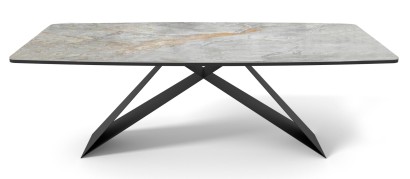 Стол DikLine SKY220 Керамика Titanium Silver River Polished/подстолье черное/опоры черные (2 уп.),