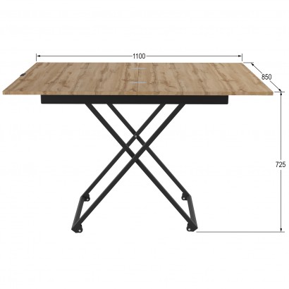 Стол универсальный трансформируемый АНДРЭ Loft ЛДСП (40х85х55) в стиле лофт, дуб вотан, чёрный