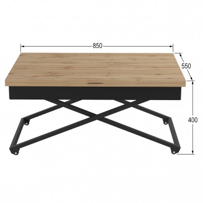 Стол универсальный трансформируемый АНДРЭ Loft ЛДСП (40х85х55) в стиле лофт, дуб вотан, чёрный