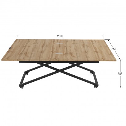 Стол универсальный трансформируемый АНДРЭ Loft ЛДСП (40х85х55) в стиле лофт, дуб вотан, чёрный