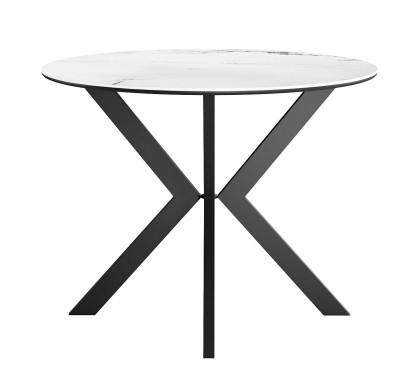 Стол DikLine RN90 d900 Керамика Белый мрамор/подстолье черное/опоры черные