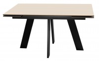 Стол DikLine SKM140 Керамика Krater Perla (бежевый матовый)/подстолье черное/опоры черные