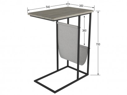 Стол придиванный Бали (70х54х35) в стиле лофт, скания натуральная