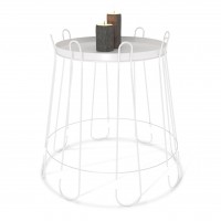 Столик журнальный SHT-CT6 (48х44х44) в скандинавском стиле, белый муар