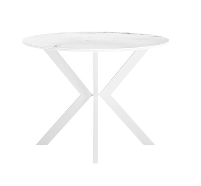 Стол DikLine RN90 d900 Керамика Белый мрамор/подстолье белое/опоры белые