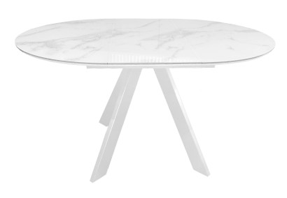 Стол DikLine SFC110 d1100 стекло Оптивайт Белый мрамор/подстолье белое/опоры белые