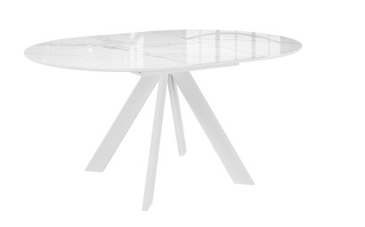 Стол DikLine SFC110 d1100 стекло Оптивайт Белый мрамор/подстолье белое/опоры белые