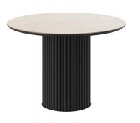 Стол DikLine AKR120 Керамика Krater Perla (бежевый матовый)/подстолье черное/опоры черные (2 уп.),