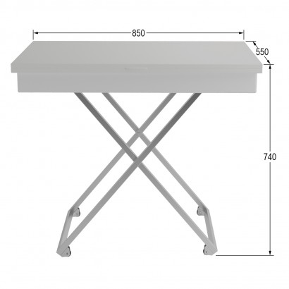Стол универсальный трансформируемый АНДРЭ ЛДСП (40х85х55) в стиле лофт, белый, хром