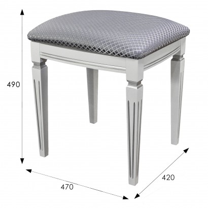Банкетка Васко В 107Н (49х47х42) в классическом стиле, белый, серебро, атина серебро