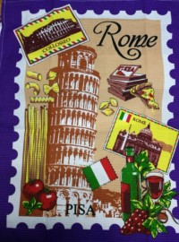 Набор вафельных полотенец, рисунок Путешествие фиолетовый 50x60 - 3шт в уп. фиолетовый арт. 4895-4