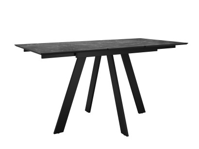 Стол DikLine DKD120, керамика 120(160)х80, мрамор черный матовый, опоры черные (2 уп.)