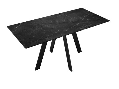 Стол DikLine DKD120, керамика 120(160)х80, мрамор черный матовый, опоры черные (2 уп.)